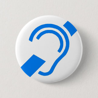 Internationaal symbool voor doven ronde button 5,7 cm