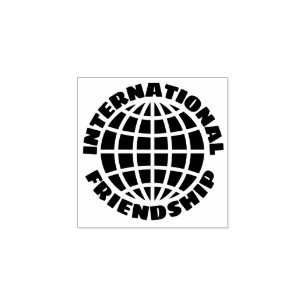 Internationaal vriendschap met wereldbol rubberstempel