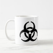 Internationaal waarschuwingssymbool voor biogevare koffiemok (Links)