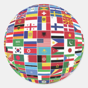 Internationaal Wereldbol met vlaggen van landen Ronde Sticker