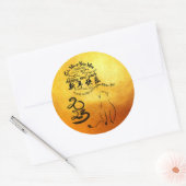 Internationaal Wishes Kat Jaar 2023 Golden RSt Ronde Sticker (Envelop)
