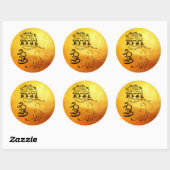 Internationaal Wishes Kat Jaar 2023 Golden RSt Ronde Sticker (Vel)