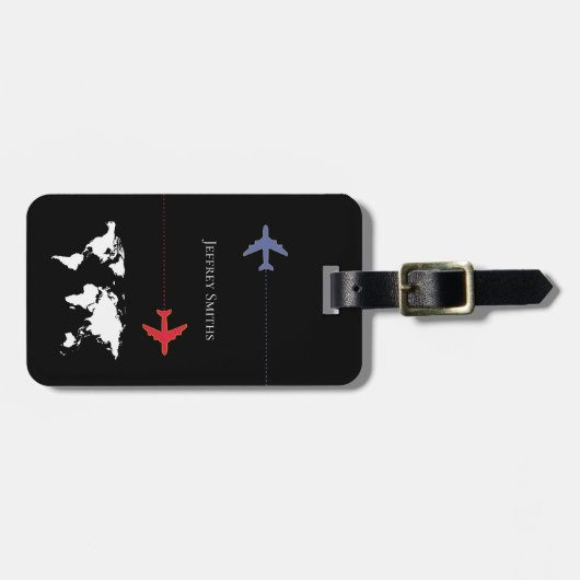 internationaal zwart vliegtuig bagagelabel (Voorkant horizontaal)
