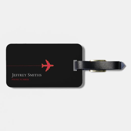 internationaal zwart vliegtuig bagagelabel (Achterkant horizontaal)