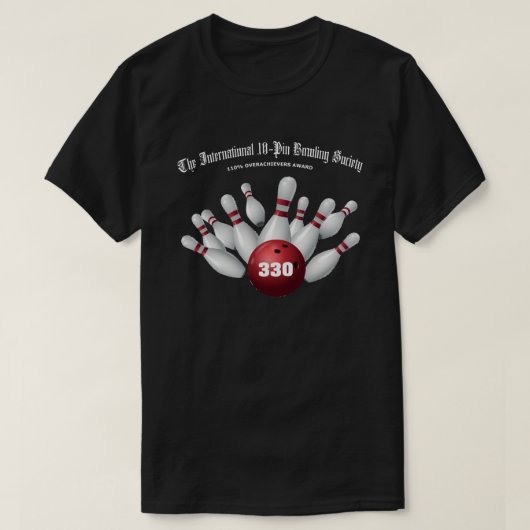 International 10-Pin Bowling Society 330 Game T-shirt (Design voorkant)