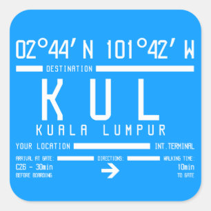 International Airport Code Kuala Lumpur Vierkante Sticker