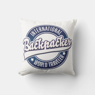 International Backpacker Word Traveler logo Kussen