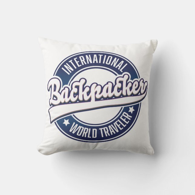 International Backpacker Word Traveler logo Kussen (Voorkant)