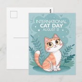 International Cat Day Cute Whimsical Cat Art Briefkaart (Voorkant / Achterkant)