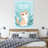 International Cat Day Cute Whimsical Cat Art Canvas Afdruk (Insitu (Slaapkamer))