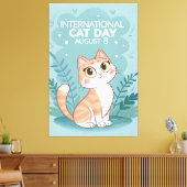 International Cat Day Cute Whimsical Cat Art Canvas Afdruk (Insitu (Woonkamer))