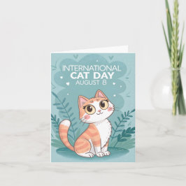 International Cat Day Cute Whimsical Cat Art Feestdagen Kaart