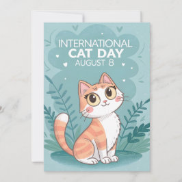 International Cat Day Cute Whimsical Cat Art Feestdagenkaart