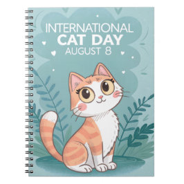 International Cat Day Cute Whimsical Cat Art Notitieboek