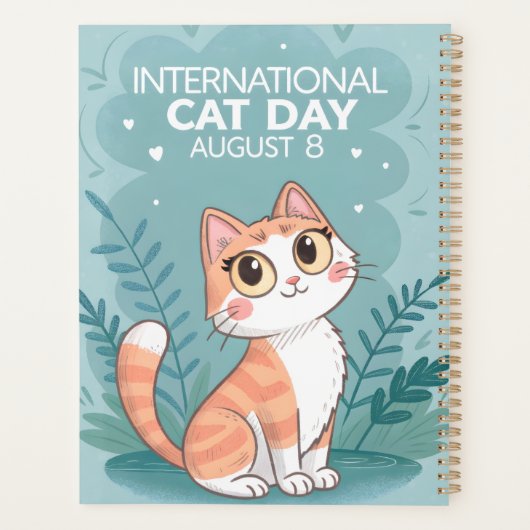 International Cat Day Cute Whimsical Cat Art Planner (Achterkant)