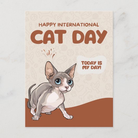 International Cat Day Sphynx Celebration Art Briefkaart (Voorkant)