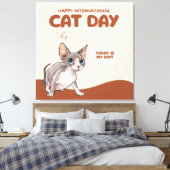 International Cat Day Sphynx Celebration Art Canvas Afdruk (Insitu (Slaapkamer))