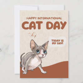 International Cat Day Sphynx Celebration Art Feestdagenkaart