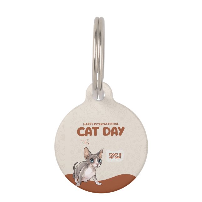 International Cat Day Sphynx Celebration Art Huisdierpenning (Voorkant)