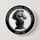 International Chess Day, HORSE Ronde Button 7,6 Cm (Voorkant)