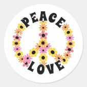International Day of Peace Love Flower Ronde Sticker (Voorkant)