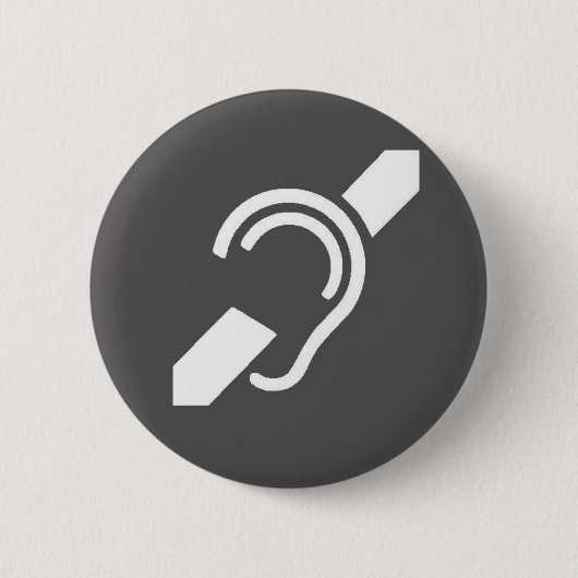 International Deaf Button White on Grey (Voorkant)