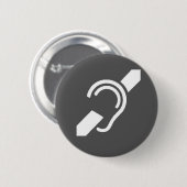 International Deaf Button White on Grey (Voorkant /achterkant)
