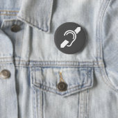 International Deaf Button White on Grey (In situ)
