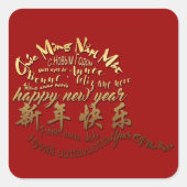 International Gold Wishes Rat nieuwjaar 2020 Squar Vierkante Sticker (Voorkant)