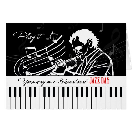 International Jazz Day Piano Keys en Musicien (Voorkant Horizontaal)