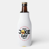 International Joke Day lachend gezicht Flesjeskoeler (Fles Voorkant)