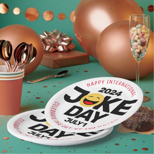 International Joke Day lachend gezicht Papieren Bordje (Multi)