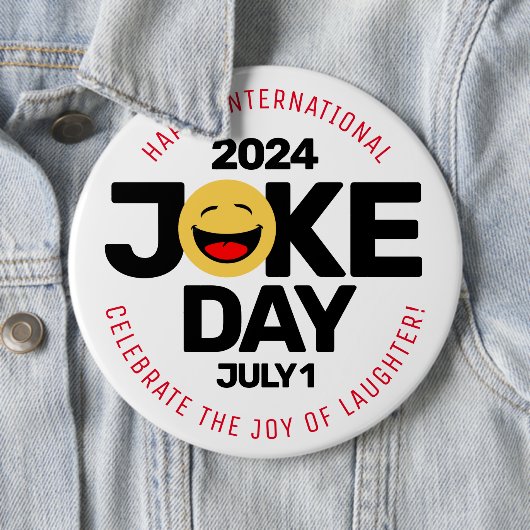 International Joke Day lachend gezicht Ronde Button 6,0 Cm (In situ)