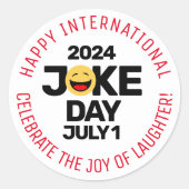 International Joke Day lachend gezicht Ronde Sticker (Voorkant)