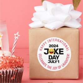 International Joke Day lachend gezicht Ronde Sticker