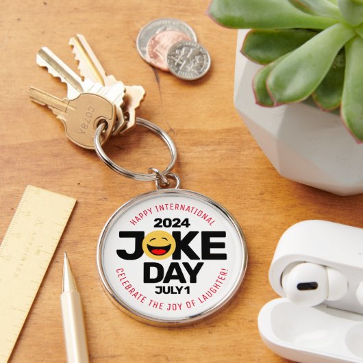 International Joke Day lachend gezicht Sleutelhanger (Bureau)