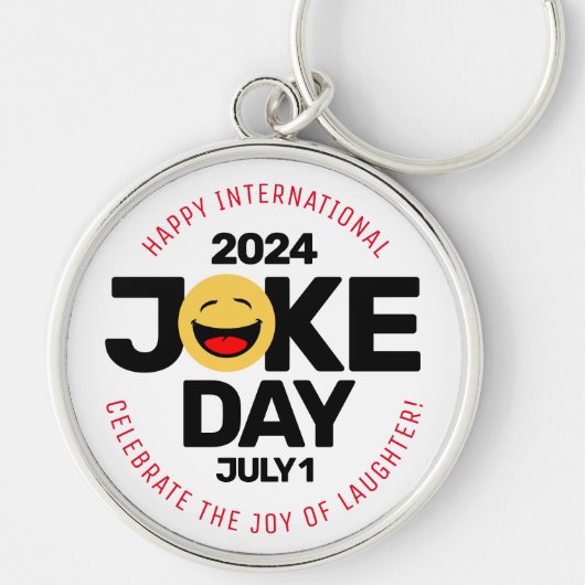 International Joke Day lachend gezicht Sleutelhanger (Voorkant)