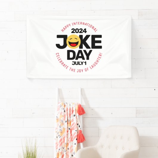 International Joke Day lachend gezicht Spandoek (Insitu)