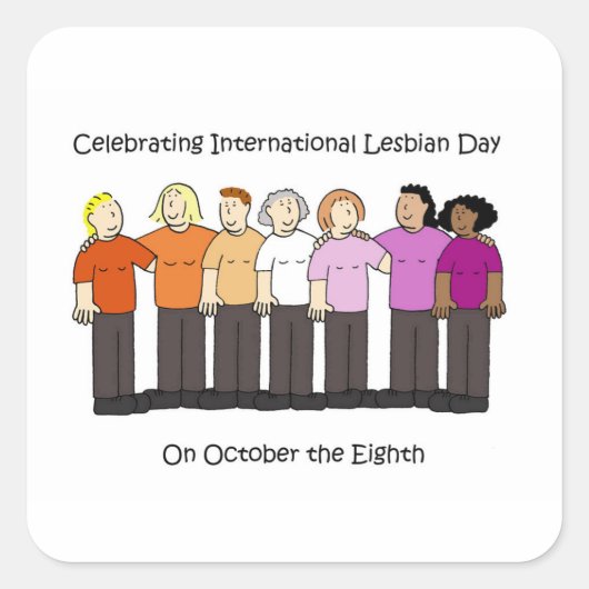 International Lesbian Day October 8th Vierkante Sticker (Voorkant)
