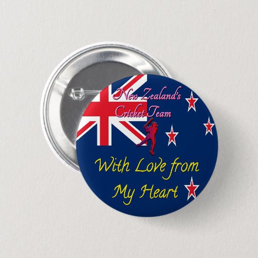 International New Zealand Cricket Ronde Button 5,7 Cm (Voorkant /achterkant)