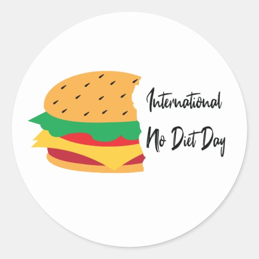 International No Diet Day burger Ronde Sticker (Voorkant)