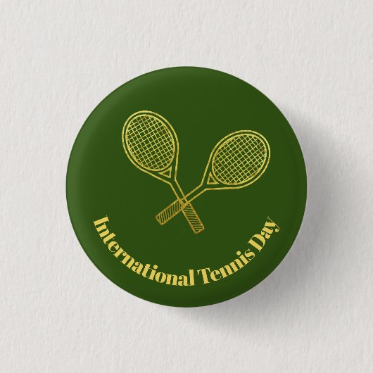 International Tennis Day Button met Gold Rackets (Voorkant)