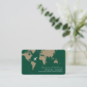 International Travel Agent World Map dark-green Visitekaartje (Staand voorkant)