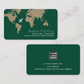 International Travel Agent World Map dark-green Visitekaartje (Voorkant / Achterkant)