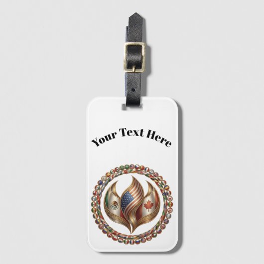 International Unity Flame with World Flags Emblem Bagagelabel (Voorkant (verticaal))