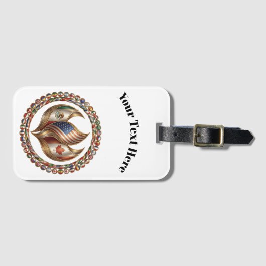 International Unity Flame with World Flags Emblem  Bagagelabel (Voorkant (horizontaal))