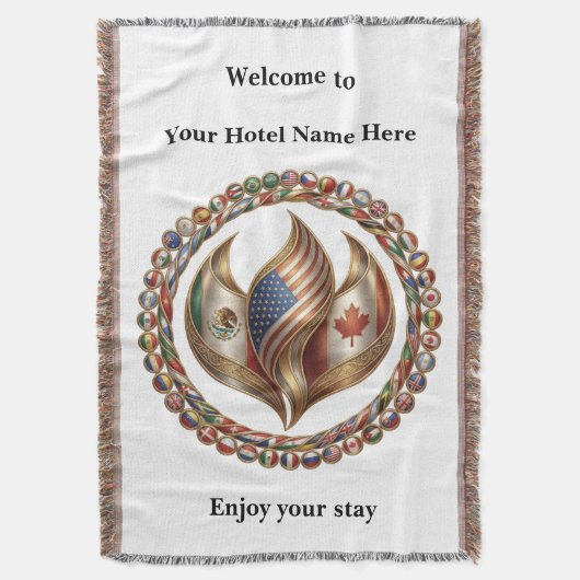 International Unity Flame with World Flags Emblem  Deken (Voorkant Verticaal)