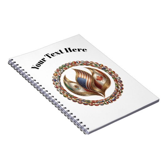 International Unity Flame with World Flags Emblem  Notitieboek (Rechterzijde)