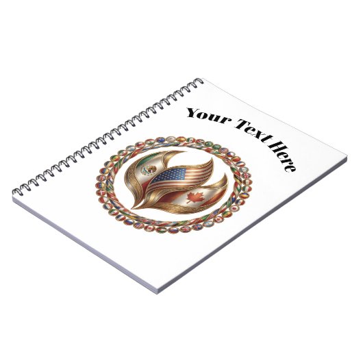 International Unity Flame with World Flags Emblem  Notitieboek (Linkerzijde)