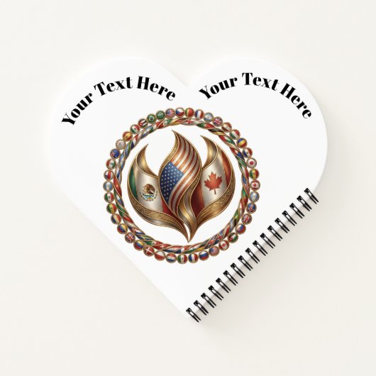 International Unity Flame with World Flags Emblem  Notitieboek (Achterkant)